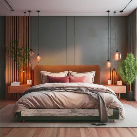 Tête de lit 160 x 80 cm en tissu marron orangé – Design élégant pour décoration intérieure – Apporte une atmosphère cosy (1/5)