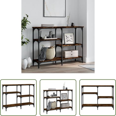 vidaXL Mesa consola madera de ingeniería roble ahumado 102x29x75 cm (1/5)