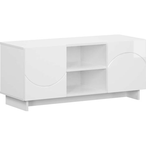 Meuble TV 90 x 34,5 x 40 cm Blanc brillant Bois d'ingénierie vidaXL (1/5)