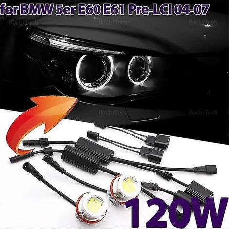 LED-Angel-Eye-Ringlicht (6000 K) für BMW 5er E60 E61 (vor Facelift) 520i, 523i, 525i, 528i, 530i, 535i, 540i, 545i, 550 (04-07) – 1 Stück, Weiß