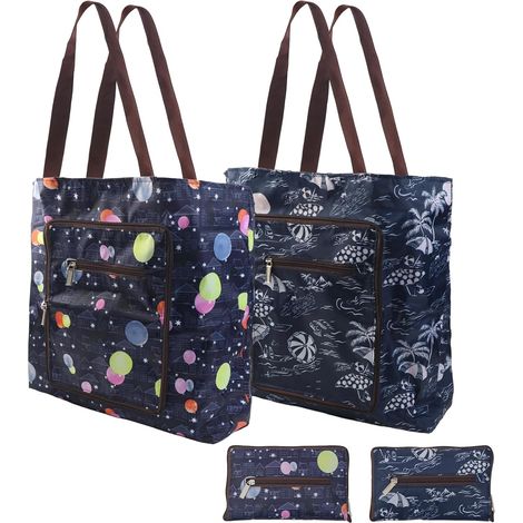 Sacs de Courses Pliables 2 Pièces Sac à Provisions Réutilisables Sac Shopping Léger 45 × 35cm Sacs à Provisions Pliables Tote Bag Pliable, Écologique, Étanche, Lavable, Durable (1/5)