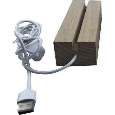 Socle en bois lumineux à LED pour présentoir à cristaux - Support lumineux avec éclairage à intensité variable et chargement USB (1/4)