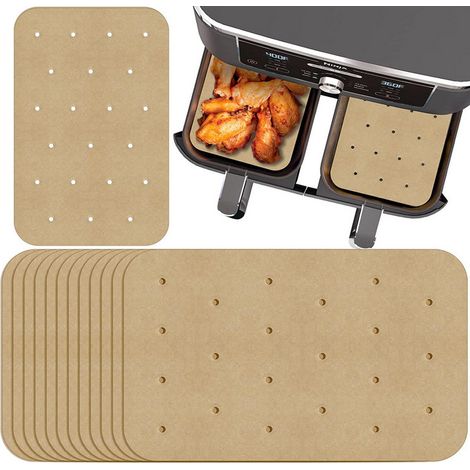 200 feuilles de papier sulfurisé jetables pour friteuse à air chaud, compatibles avec les grille-pains à friteuse à air chaud, papier cuisson rectangulaire perforé double face - 14169 (1/4)