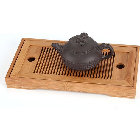 Plateau de service à thé en bambou, table basse style Gongfu pour salon, bureau ou salon de thé (1/5)