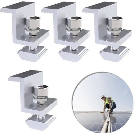 FENOPLASTICA4 supports pour panneau solaire - Pince d'extrémité solaire de 30 mm - Fixation du panneau solaire pour panneau solaire - Supports Z pour camping-car, bateau, camping, toits murs (1/5)