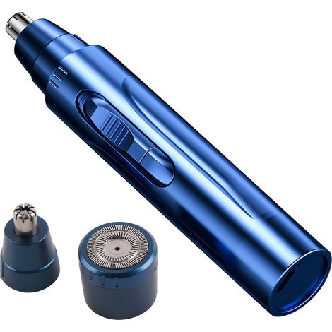 Tondeuse à Poils Nez Oreilles Électrique Double Tête Lames Rapides Acier Inoxydable Puissant Barbe Bleue (1/5)