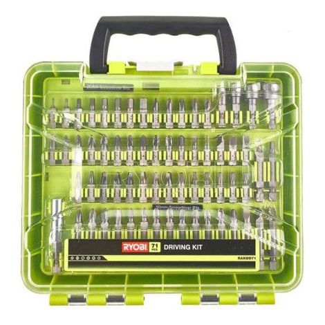 RYOBI - Koffer mit 71 gemischten Schraubzubehörteilen: 43 Bits 25 mm, 18 Bits 50 mm + 9 Nüsse & 1 Bit-Halter - RAKDD71