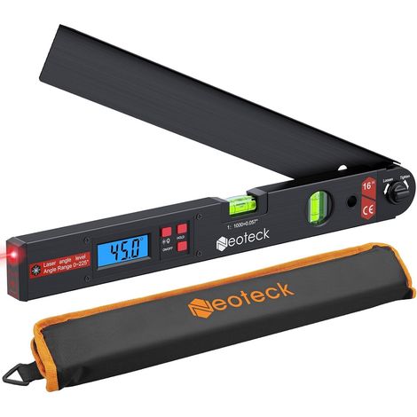 Rapporteur d’Angle Laser 225° – Outil de Mesure d’Angle Numérique Précision ±0,5°, Règle d’Angle Aluminium avec Laser de Guidage, HOLD & Verrouillage, Bricolage, Menuiserie, Chantier - Noir (1/5)