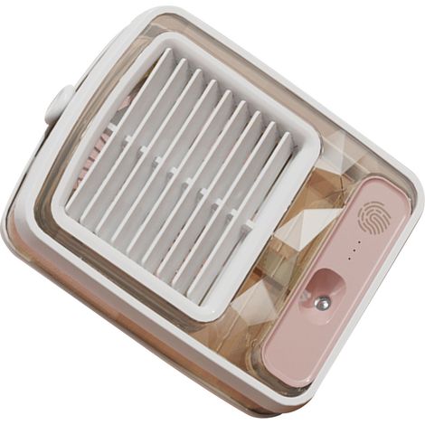 Ventilateur de bureau à refroidissement liquide USB ABS 3 vitesses, pales spirales 3D, petit climatiseur pour bureau ou table de chevet, blanc (1/5)