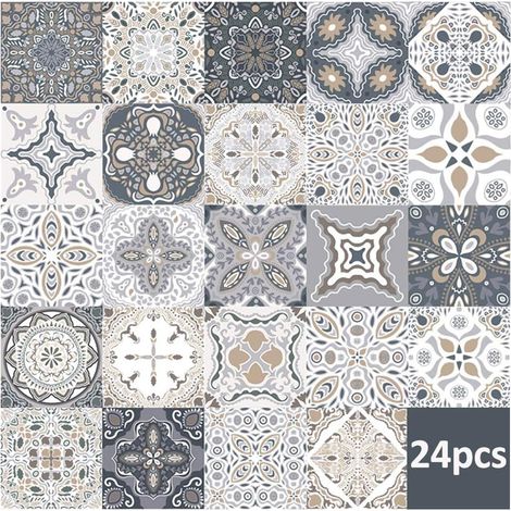 24 Stück Wandfliesenaufkleber – selbstklebende Fliesenaufkleber für Küche, Wohnzimmer, Badezimmer, Heimdekoration, selbstklebend (15 x 15 cm)