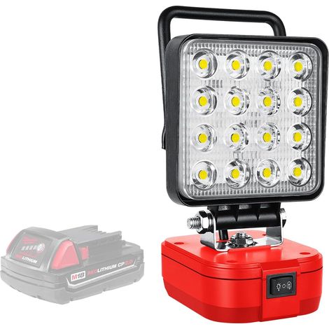 projecteur led rechargeable lampe pour M18 batterie 18V 48W 4800lm, sans batterie, portable phare de travail led, sans fil, pour chantier, garage, camping, randonnée, pêche, urgence (1/5)