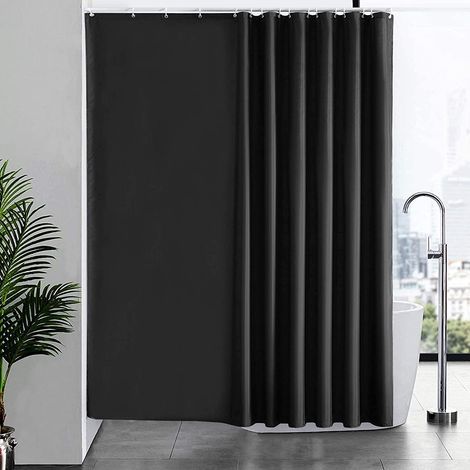 Shower Curtain 240x180 cm, with 16 Hooks, Extra Wide, Weighted, Mildew Resistant, Dark Grey, Waterproof, Large Bathtub Curtain, Polyester Fabric, Antibacterial, Machine Washable (1/5)