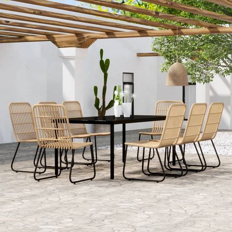 Furniture Limited - Juego de comedor para jardín 9 piezas color (1/5)