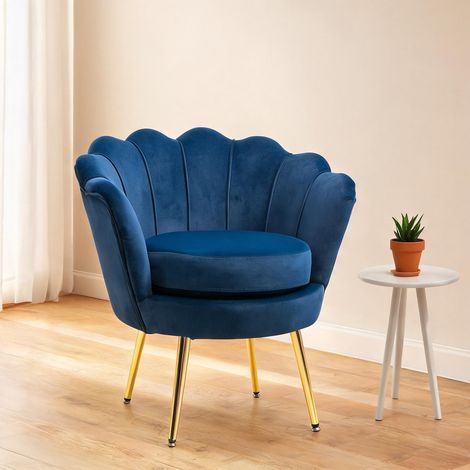 Canapé bleu en velours polyester 76 x 67 x 74 cm (1/5)