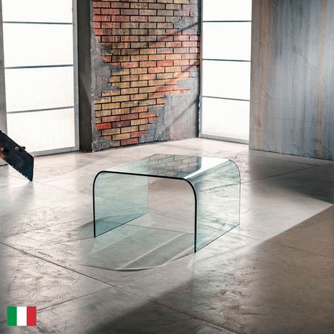 Tavolino da caffè in Vetro Curvato Trasparente L 60/90/110 Made in Italy - Ponte Ponte 60