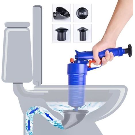 1 plongeur de toilette, pompe à air haute pression, déboucheur manuel pour baignoires, lavabos et douches (1/4)