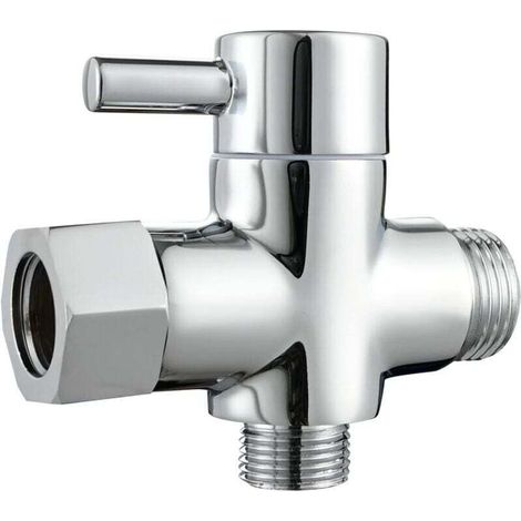 ZVD 3-way brass toilet valve with 3/8" shower diverter, chrome-plated (1/5)