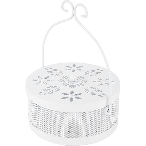 Porte-spirale anti-moustiques en métal, boîte à cendres ronde et portable pour brûler l'encens (blanc) (1/5)