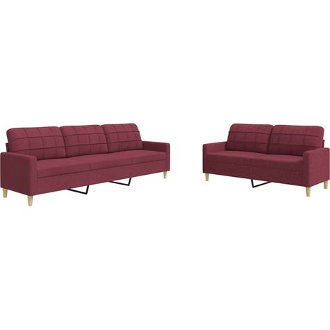 Maison Exclusive - Set di Divani 2 pz Rosso Vino in Tessuto