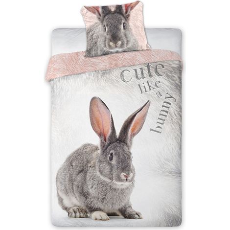 Juego de ropa de cama de algodón con estampado de conejo salvaje, 160x200+70x80.