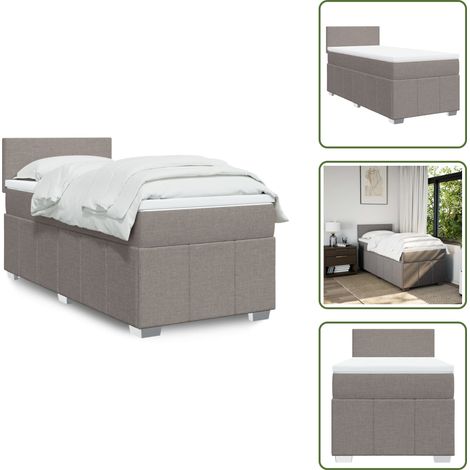 Letto con testiera - vidaXL Giroletto a Molle con Materasso Tortora 80x200 cm inTessuto - Materasso con molle