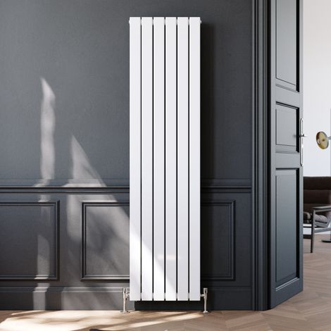 ELEGANT Vertical Flat Column Designer Radiator Wall/Floor Mounted Central Heating Rad 1800x452mm White Flat Double Panel Radiator (1/5)