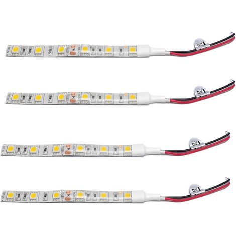 4 bandes LED blanches étanches 5050 de 10 cm, 12 V CC, pour caravane, bateau ou voiture (JXLGV) (1/5)