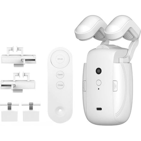 Moteur de rideau électrique 3 en 1 avec télécommande, ouvre-rideau automatique pour tringle romaine, rails en TU, rails en forme de I, maison intelligente (1 pièce) (1/4)