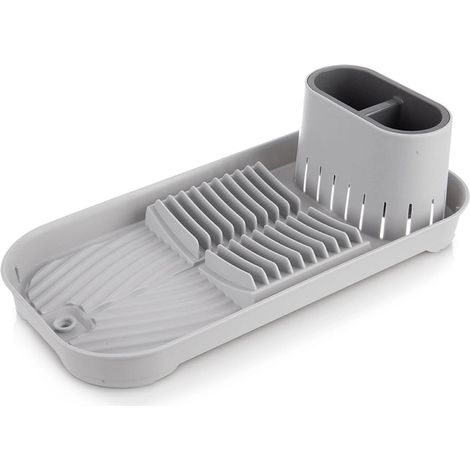 Escurreplatos con soporte para utensilios, gris, 39 x 19,5 x 11 cm (1/5)