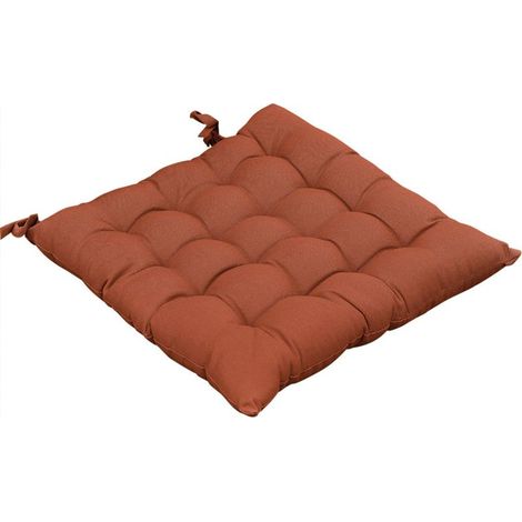 SOPHIE - Coussin de Chaise Matelassé 38x38cm Coton Coloris Terracotta (1/4)