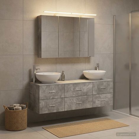 vidaXL Bathroom Furniture Set 4 pcs Concrete Grey (1/5)
