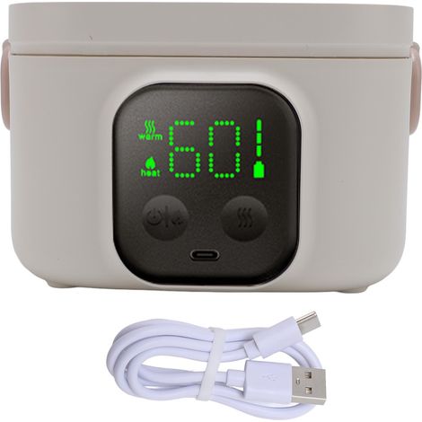 Soavoa Bol Chauffant Sans Fil 500ml Acier Inoxydable 304 Portable pour Bébé Enfant Repas Chaud (1/4)