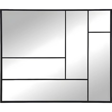 Miroir industriel déstructuré en métal - L. 150 x H. 130 cm - Noir - MALDONIA (1/5)