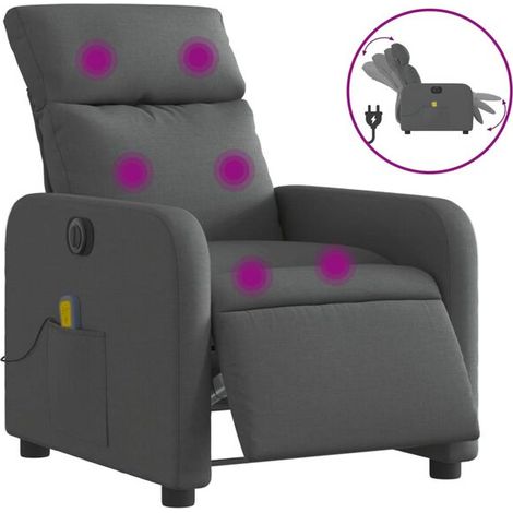 Fauteuil inclinable de massage électrique en tissu gris foncé (1/5)
