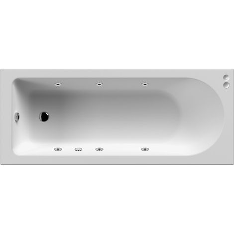 Balterley Modern Round Single Ended Straight Whirlpool Bath with 6 Chrome Jets and Leg Set, 1600 x 700mm