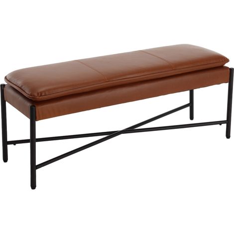 Wahson Panca Imbottita Panca da Ingresso Fondo Letto in Ecopelle Panchina Ingresso Moderna con Gambe in Metallo, Marrone