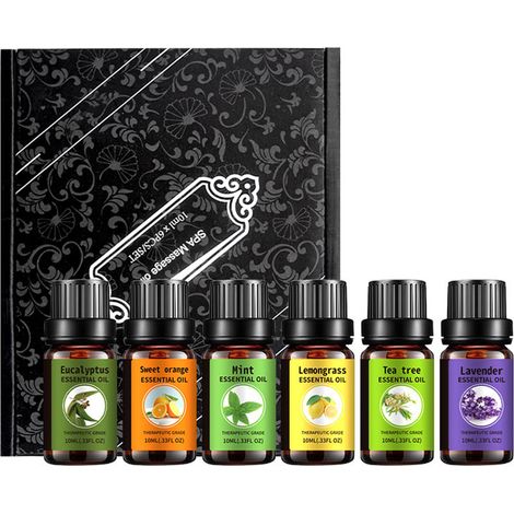 Huile essentielle 10ml x6, parfum végétal frais, hydratante et relaxante, arôme naturel pour spa et massage (1/5)