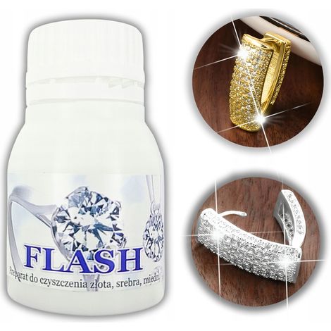 FLASH LIQUIDO PROFESSIONALE GRANDE 60ML PER LA PULIZIA DI GIOIELLI IN ORO E ARGENTO (1/4)