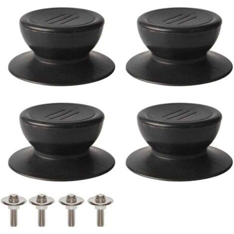 4-teiliges Deckelknauf-Set, universeller Ersatzknopf für Küchendeckel, Glasdeckel, Glasdeckelgriff – schwarz
