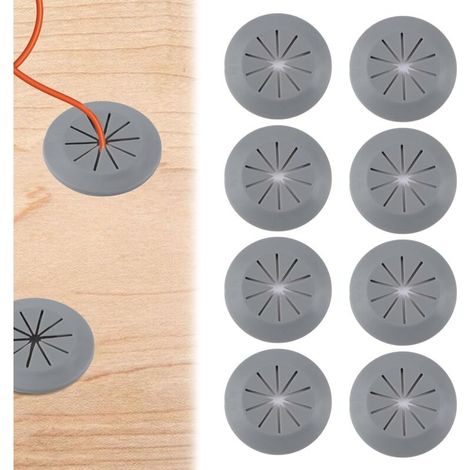 8 Pack 1.5 inch Soft Silicone Cable Grommets Grey for Office Table Cable Tidy Cable Tidy Organizer (1/5)