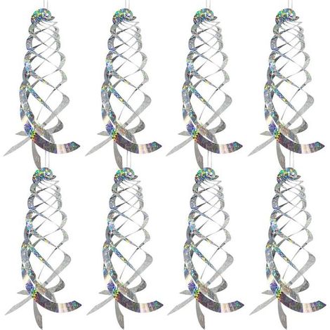 8 Spirales Répulsives Anti-Oiseaux Réfléchissantes - 15,8 Pouces, Décoration pour éloigner les Oiseaux des Jardins et Balcons (1/5)