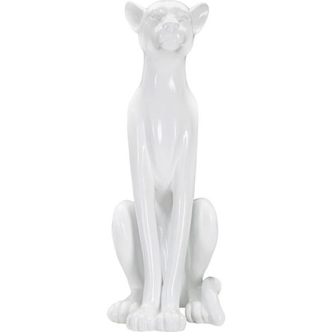 Statue Déco en Résine "Léopard Assis" 74cm Blanc (1/5)