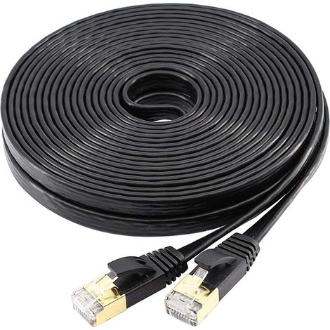 Cable Ethernet Cat 7 - Blindé - 10 Gbps - 600 MHz - Plat - Compatible Cat 5 Cat 6 - 1 Pièce (1/5)