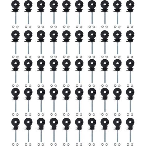 Lot De 50 Isolateurs De Clôture Électrique, Isolateur De Clôture Électrique À Visser Pour Élevage D'animaux, Accessoires De Système De Grille Tube Tétragone Tube Rond Tube De Fer D'angle (1/5)