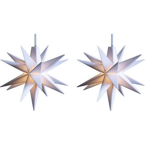 2 étoiles Noël LED blanches 12 cm minuterie 6h