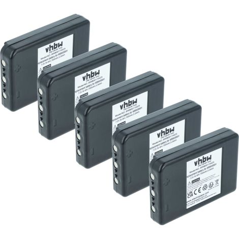 vhbw 5x Battery compatible with Autec Plus MK, Modular MK plus Industrial Radio Remote Control (700 mAh, 7.2 V, NiMH) - Black
