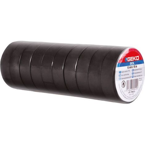 GEKO - Adhésif isolation 15 mm x10 m noir lot de 10
