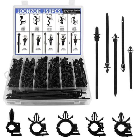 150 pcs Faisceau de Câblage Clips de Voiture, Attaches de Câble Ailées à Fixation Poussée Avec Pointe de Flèche, Universel Faisceau de Câblage Clips de Voiture