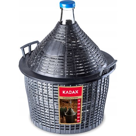 KADAX Glasballon, Gärballon mit Kunststoffkorb, schmale Öffnung, Weinballon, 10L