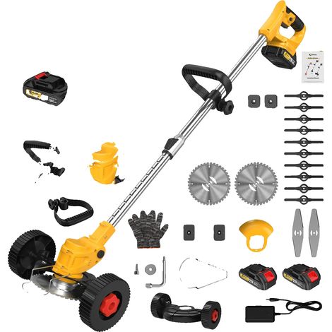 Coupe-bordures sans fil, moteur haute vitesse, longueur réglable, Deux batteries (1/2)